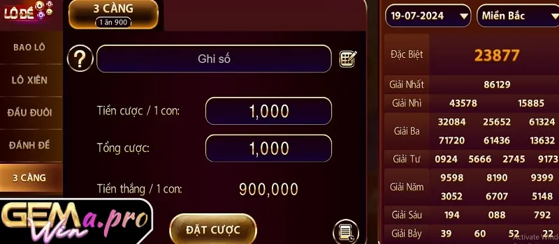 Phân loại game xổ số GEMWIN
