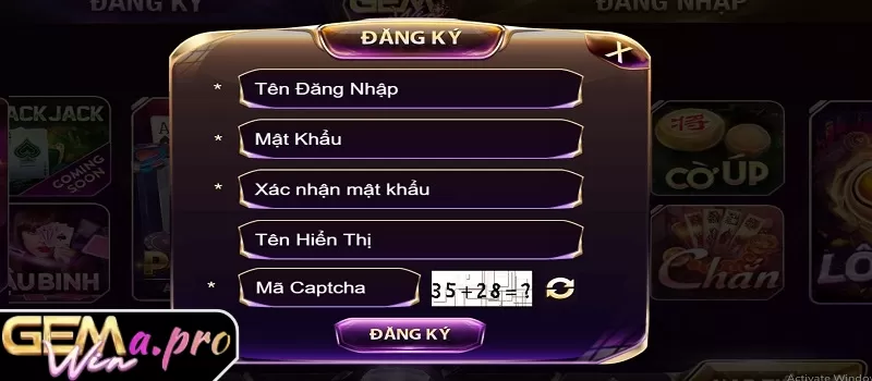 Lưu ý đặt mật khẩu GEMWIN