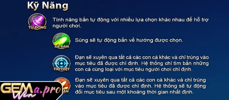 Tính năng khi chơi bắn cá GEMWIN